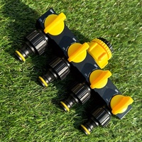 Distributeur d'eau robuste à 4 voies pour tuyau d'arrosage avec robinets individuels marche/arrêt, poignée jaune, adaptateur de robinet d'eau à connexion rapide