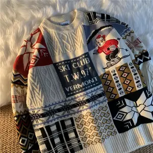 Maglione di natale Mes Pullover lavorato a maglia moda Design cavo brutto personalizzato OEM