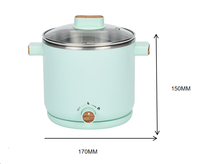 Cuisinière électrique à usage multiple de 1,5 L Cuisinière à vapeur marmite à nouilles marmite à soupe mini marmite électrique avec cuiseur à vapeur pour l'auberge et la maison