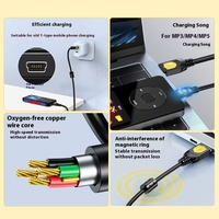 Kabel Data USB publik ke t-port, semua kabel USB tembaga berputar Mini kabel Data USB berbentuk T kabel pengisian daya ponsel 5P