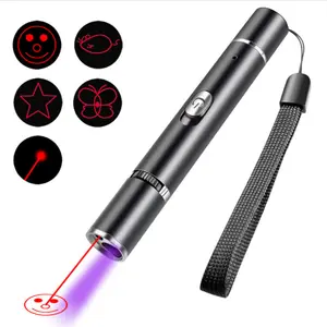 RTS Hot Sale violet light detection cat moss 5 patterns USB laser pen cat teasing laser pointer toy pet toys black