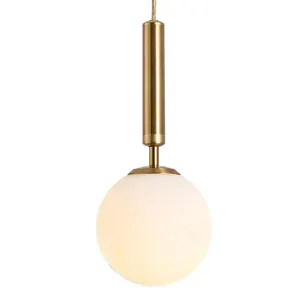 北欧简约水滴灯黄铜卧室床餐厅灯玻璃球圆形创意个性单头小吊灯