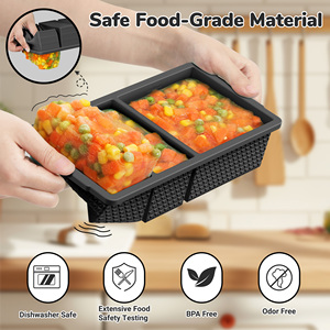 Molde de silicona cuadrado personalizado y duradero para bandeja de hielo, apto para microondas, de 1 a 2 tazas, seguro para congelador, de grado alimenticio, ecológico, para almacenamiento de helado para bebés - Product Image 1