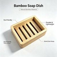 Support à Savon en Bambou Personnalisé OEM avec Drainage, Plateau à Savon en Bois à Lattes avec Trous de Drainage pour Douche et Évier, Économiseur de Savon