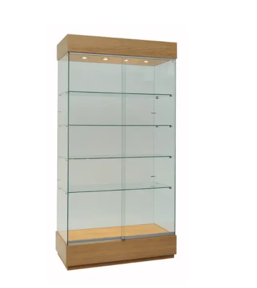 Visor led vitrine de madeira e vidro