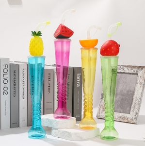 スラッシュカップ 500ml プラスチック製 カスタム キュート ヤードカップ フルーツヘッド付き - Product Image 2