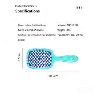 Multicolor Transparent Hair Blowing Quick Dry Hollow Honeycomb <b>Mesh</b> Massage Straightening Comb - Product Image 6