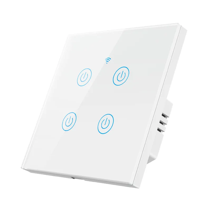 Tuya WIFI+BLE 1/2/3/4 Gang Intelligent Light Touch Switches Smart Glass Switch Single and Neutral Remote Control Alexa