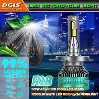 Nouveau phare LED universel pour moto AC/DC 12V DGLS R18 Canbus sans erreur 120W 12000LM 6500K Ampoule blanche certifiée IP68