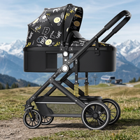 Poussette compacte pliable à double sens avec poignée réversible, position parent face à l'avant/à l'arrière, haute vue, chariot pour bébé en aluminium