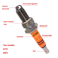 Bougie d'allumage de moto de nouvelle conception avec résistance A7RTC/D8RTC Benders 110 125 pour accessoires de bougies d'allumage de moto