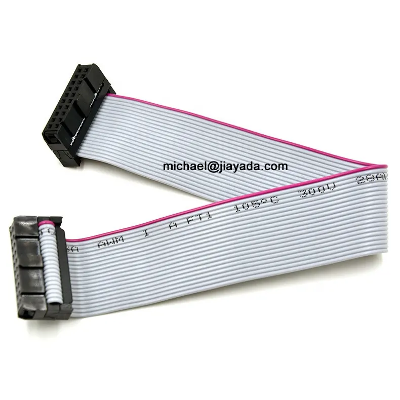 Custom AWM UL2651 IDC flexible PH1.27 20pin flat ribbon cable with female 2.54mm pitch IDC connector