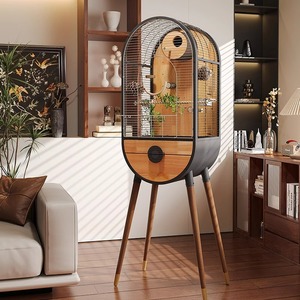 Doğal ahşap demir çıkarılabilir Villa papağan kuş üreme kafesleri DIY lüks büyük kuş kafesi - Product Image 3
