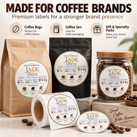 Étiquettes de café personnalisées, autocollants ronds en BOPP blanc pour sacs de grains de café avec impression couleur de qualité supérieure