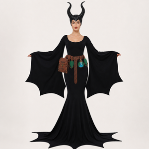 Conjunto de Disfraz de <span class=keywords><strong>Rey</strong></span> Brujo de Halloween: Tocado con Cuernos, Vestido de Bruja, Cinturón con Bolsa para Frascos de Pociones, Accesorios para Juego de Rol, Cosplay, TV y Cine - Product Image 4