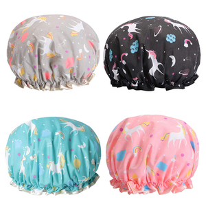 Bonnet de douche de <span class=keywords><strong>bain</strong></span> de grande taille en satin double couche pour <span class=keywords><strong>le</strong></span> visage Chapeau de douche imperméable maquillage des États-Unis européens - Product Image 2