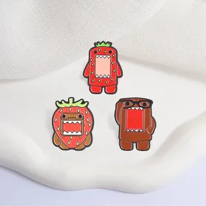 Lindo Pin Esmaltado de <span class=keywords><strong>Domo</strong></span> <span class=keywords><strong>Kun</strong></span> con Fresa y Flor, 3 Estilos, Broche de Monstruo Frutal, Regalos Promocionales Personalizables para Decoración de Mochilas - Product Image 2