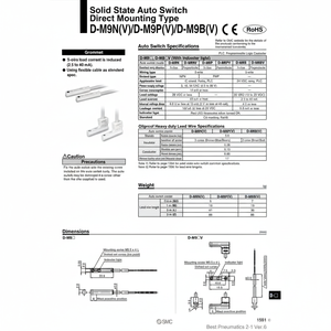SMC Pneumatics Auto Switch D-M9NV - Product Image 1