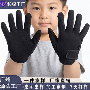 Guantes de equitación para niños, de poliéster y licra, antideslizantes, para entrenamiento y competición, talla SML, color negro - Product Image 3