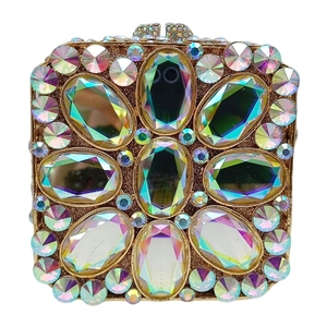 Sac de soirée luxueux pour femme avec strass, mini sac carré en cristal, pochette brillante pour mariage et soirée - Product Image 4
