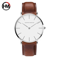 Hannah CH02 élégant homme marron montre Vive bracelet en cuir étanche affichage analogique Simple affaires montre à main