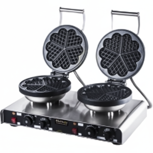 Kitchbox Gaufrier à fleurs industriel et commercial en acier inoxydable avec revêtement antiadhésif (lot de 2)-Garantie 1 an - Product Image 1