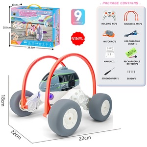 2.4G Tần Số 9-CH Ánh Sáng Đua Cao Su Phim Hoạt Hình 360 Diễn Viên Đóng Thế Xe Với Kép Điều Khiển Từ Xa, Cầm Tay <span class=keywords><strong>RC</strong></span> Và Đồng Hồ <span class=keywords><strong>RC</strong></span> Đồ Chơi Xe Tải - Product Image 2