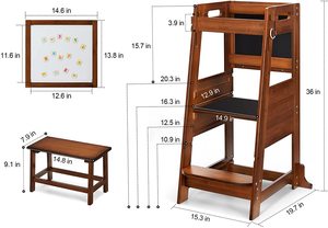 Torre de madera de bambú para niños, taburete escalonado Montessori, torre de aprendizaje - Product Image 2
