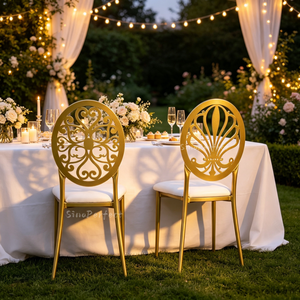 Wholesale Event Furniture Gold Metal Iron <b>Stackable</b> Wedding Chivari Chavari Tiffanie <b>Chair</b> With Seat Cushion - Product Image 1