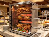 Promotion : Four à rôtir au gaz en acier inoxydable pour poulet, machine à rôtir les poulets, machine à kebab, four à rôtir la viande pour restaurant