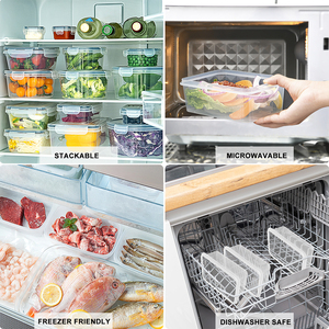 Contenitore per Alimenti in PP Senza BPA, Ermetico, Riutilizzabile, Impilabile, Adatto per Frigorifero/<span class=keywords><strong>Microonde</strong></span>/Lavastoviglie, per Preparazione Pasti e Organizzazione Campeggio - Product Image 4