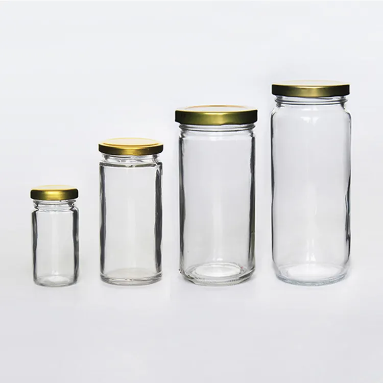 Garrafa de vidro prensada resistente ao calor, recipiente ao calor 240ml 500ml, frasco de vidro de suco transparente de 8oz 16oz com metal tampa torcida para bebidas
