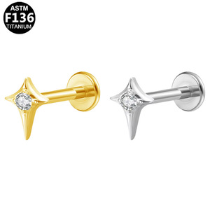 Boucles d'oreilles en forme d'épée étoilée en alliage de titane F136, hypoallergéniques, pour le cartilage de l'oreille, usage quotidien - Product Image 4