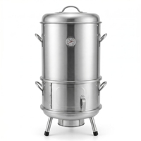 Barbecue fumoir vertical 3-en-1 en acier inoxydable durable pour l'extérieur