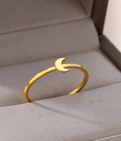 Bague Lune Charme Lune Bagues Réglables pour Femme Croissant de Lune Anneaux Non Ternis Plaqué Or 18k Hypoallergénique