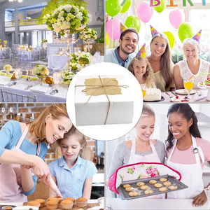 Boîte à gâteau en papier kraft recyclable carrée blanche avec fenêtre pour pâtisserie, gâteaux, chocolats, tartes, anniversaires, mariages, Pâques - Product Image 4