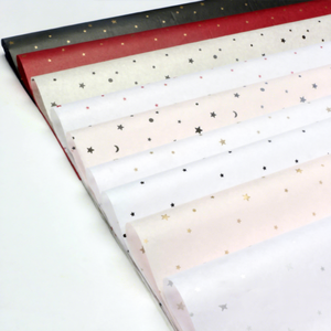 Papel de seda con estampado de estrellas y luna en dorado, papel de regalo con diseño floral para floristería - Product Image 4