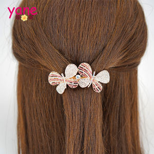 Pinzas de pelo de piedra de cristal de aleación de estilo europeo para mujer, pinzas de pelo a la moda de mariposa, pinzas de pelo de Metal al por mayor - Product Image 3