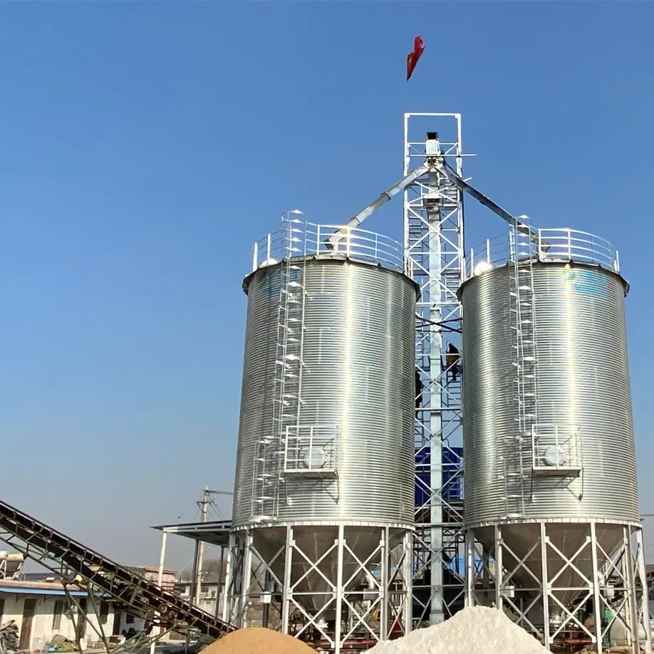 50 100 200 500 Tons Assembly galvanized Wheat rice grain bin silos machine for flour mills