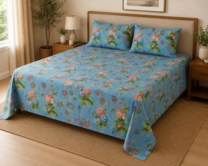 Top Selling Floral Bedding Cotton Bedsheet <b>King</b> <b>Size</b> Bed <b>Sheet</b> Set Soft Cotton <b>Sheets</b> 102 x 102 Inches Home Decor - Product Image 5