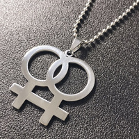 Collier en acier inoxydable avec symbole de fierté lesbienne, pendentif creux Vénus pour femmes, bijoux de même sexe
