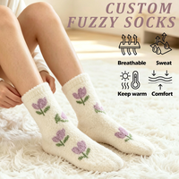 Chaussettes d'intérieur douillettes en microfibre, chaudes et épaisses pour l'hiver, motif dessin animé personnalisé pour couple, idéales pour les journées paresseuses
