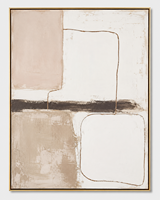 Peinture murale abstraite minimaliste de luxe, toile texturée beige, peinture à l'huile, géométrique moderne, taille personnalisée, cadre en bois fait main, hôtel