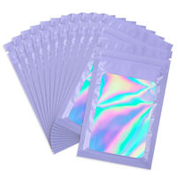 Kantong Ziplock 3 Sisi Segel Holografik Aluminium Foil Custom Print, Dapat Didaur Ulang, Untuk Kemasan Mie, Makanan Hewan, Jelly, Transparan