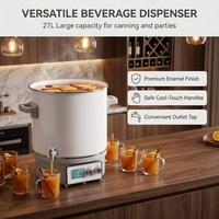 Marmite Électrique Émaillée Gris Clair 27L 1800W à Contrôle Micro-ordinateur, Machine Multifonctionnelle pour la Fabrication de Confiture, Usage Domestique, Hôtelier et Commercial