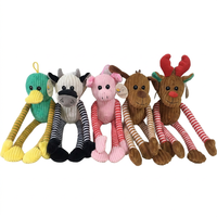 Jouet interactif pour chien en peluche, en coton, avec corde et couineur, motif dessin animé mignon, design animal de Noël, classique et original, vente en gros, marque privée