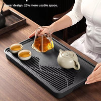 Plateau à thé service à thé Kung Fu chinois portable avec plateau de stockage d'eau Table à thé sèche rectangulaire planche à thé pour la maison ou le bureau