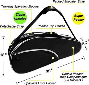 Sac de raquette de tennis grande capacité personnalisé BSCI, sac à bandoulière unique pour raquette de badminton, sac à dos pour hommes - Product Image 3