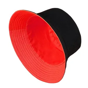 Chapeau réversible pour femmes et hommes, unisexe, vente en gros, blanc, uni, rouge, seau
