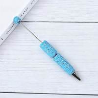 Stylo créatif entièrement orné de strass AB, stylo fluorescent DIY avec perles et incrustations de pâte polymère faites à la main
